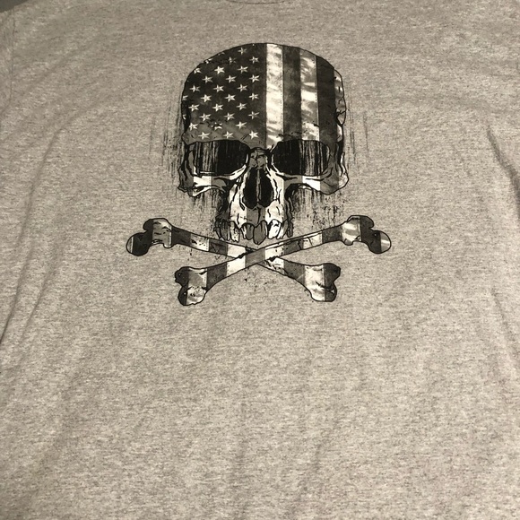 Biker 4XL grey skull & crossbones flag black/grey - Picture 2 of 4
